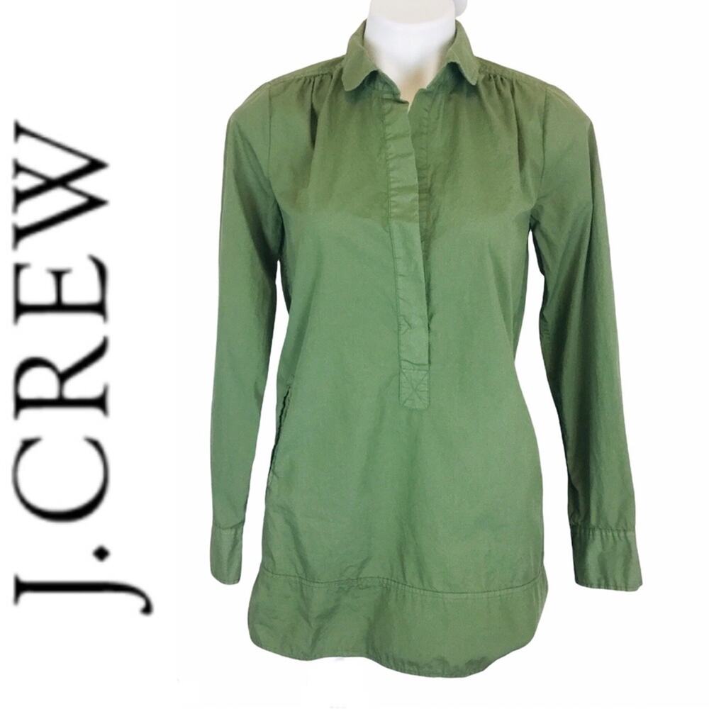 J. Crew Army Green Button Collar Tunic Size XS